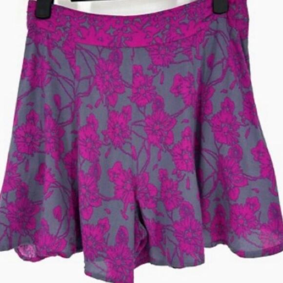 FREE PEOPLE Sheila High Rise Flowy Floral Culotte Fuschia Pink Shorts Womens 12 - Picture 2 of 16